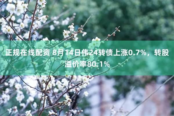 正规在线配资 8月14日伟24转债上涨0.7%，转股溢价率80.1%