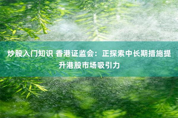 炒股入门知识 香港证监会：正探索中长期措施提升港股市场吸引力